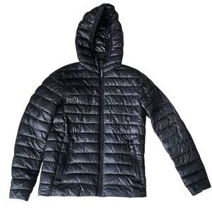 Calvin Klein Hooded Quilted Jacket Black Packable puffer Coat Men's Size S